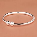 Garlic-head Plain Surface Pearl Solid Open Bangle - Image 4