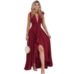 Womens Formal Dress With Ruffled Trim And A V-neck - Image 4