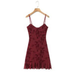 Retro Floral Mesh Slip Dress Women - Image 3