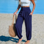 Women's Solid-Color Loose Beach Casual Ankle-Tied Pants - Image 8