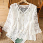 Embroidered Outerwear Lace Cardigan Top Women's