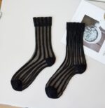 Summer Thin Striped Crystal Silk Stockings – Breathable Long Socks - Image 6