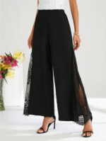 Elegant Lace-panelled High-waisted Casual Chic Wide-leg Pants - Image 5