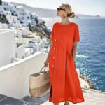 Womens Casual Mid-length One-piece Dress - Image 6