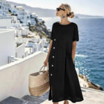 Womens Casual Mid-length One-piece Dress - Image 2