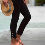 Pants With A Waistband And Faux Coconut Buttons In A Japanese-Korean Style - Image 3