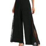 Elegant Lace-panelled High-waisted Casual Chic Wide-leg Pants - Image 6