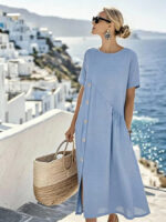 Womens Casual Mid-length One-piece Dress - Image 8