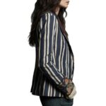Women's Bohemian Color-Block Striped Blazer - Image 4