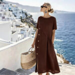 Womens Casual Mid-length One-piece Dress - Image 9