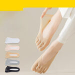 5 Pairs Women’s No-Show Split Toe Socks – Breathable Anti-Slip Summer Liners
