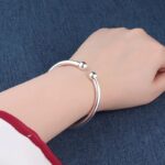 Garlic-head Plain Surface Pearl Solid Open Bangle - Image 2