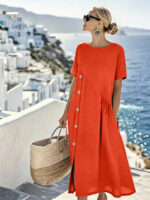 Womens Casual Mid-length One-piece Dress - Image 7