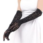 Leopard Lace Mesh Long Gloves – Elegant Party Wear Gloves - Image 4