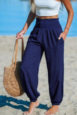 Women's Solid-Color Loose Beach Casual Ankle-Tied Pants - Image 4