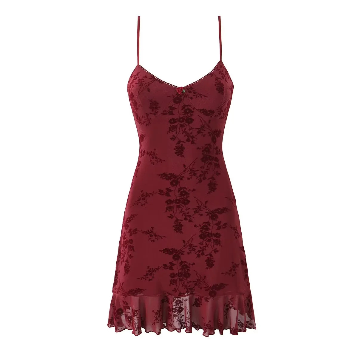 ae685951-f527-4e8e-920a-54e95f13529b.jpg Retro Floral Mesh Slip Dress Women - Image 1