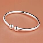 Garlic-head Plain Surface Pearl Solid Open Bangle