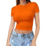 Womens Midriff-baring T-Shirt, Sassy Summer Pullover Top - Image 2