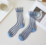 Summer Thin Striped Crystal Silk Stockings – Breathable Long Socks - Image 4