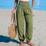 Women's Solid-Color Loose Beach Casual Ankle-Tied Pants - Image 2