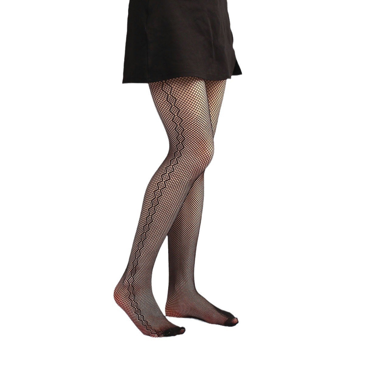 daa42c92-9540-464b-bc64-4986b4c2758e.jpg Sheer Side-Stripe Mesh Stockings – Diamond Grid Women’s Tights - Image 1