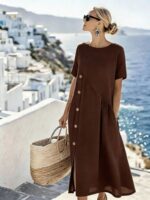 Womens Casual Mid-length One-piece Dress - Image 10