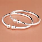 Garlic-head Plain Surface Pearl Solid Open Bangle - Image 3