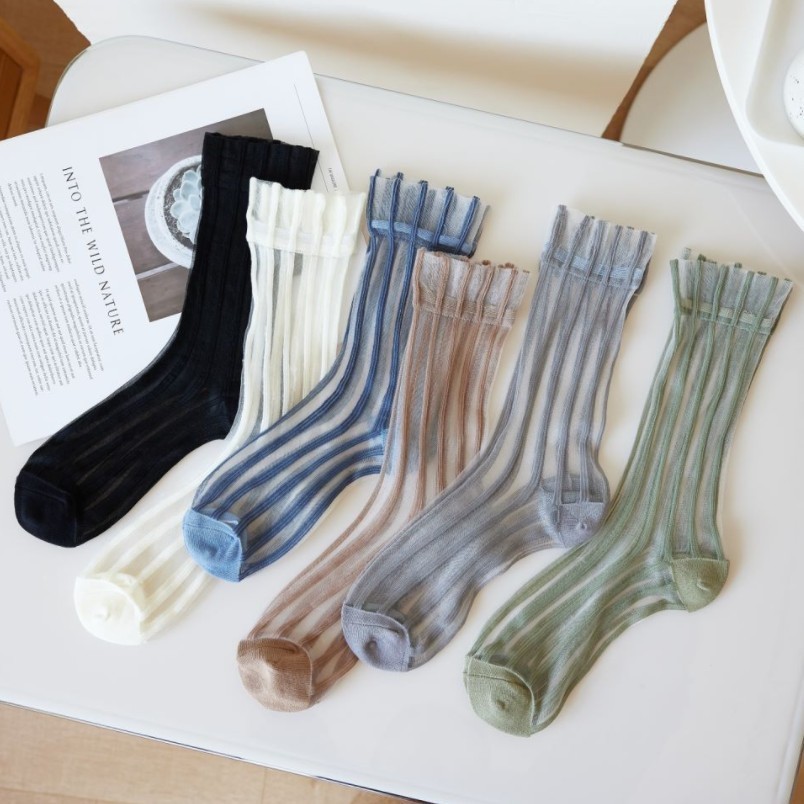 f7ddafb5-e790-4dd9-8b65-bfdc2a0954c1-1.jpg Summer Thin Striped Crystal Silk Stockings – Breathable Long Socks - Image 1