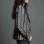 Women's Bohemian Color-Block Striped Blazer - Image 2