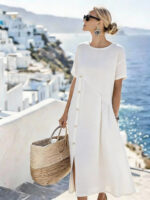 Womens Casual Mid-length One-piece Dress - Image 4