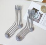 Summer Thin Striped Crystal Silk Stockings – Breathable Long Socks - Image 5