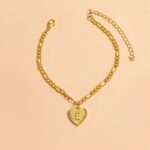 Initial Letter Anklet Gold Color Heart Pendant Foot Bracelets Women - Image 2