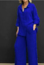 2026 Hot Sale Spring & Summer New Solid Color Lapel Shirt With Buttons Elegant Casual Two-Piece Set - Image 2