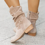 Ins Pointed Toe Mid-calf Boots Fashion Suede Zipper Western Boot Winter Shoes For Women - Image 5
