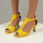 Women's High Heeled Fish Mouth Sandals with Zipper Closure - Summer Dressy Open Toe Footwear - Image 5