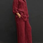 2026 Hot Sale Spring & Summer New Solid Color Lapel Shirt With Buttons Elegant Casual Two-Piece Set