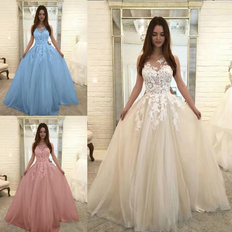 242737636740.jpg Women Wedding Dress Sleevless Flowers Lace Dress - Image 1