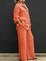 2026 Hot Sale Spring & Summer New Solid Color Lapel Shirt With Buttons Elegant Casual Two-Piece Set - Image 10