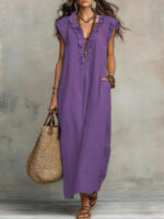 Women's 2026 Spring & Summer New Bohemian Flutter Sleeve FloorLength Maxi Dress - Image 2