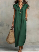 Women's 2026 Spring & Summer New Bohemian Flutter Sleeve FloorLength Maxi Dress - Image 4