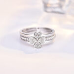 Ring Four-Leaf Clover Ring For Women Split Three-In-One Combination Opening Ring Adjustable Size - Image 3