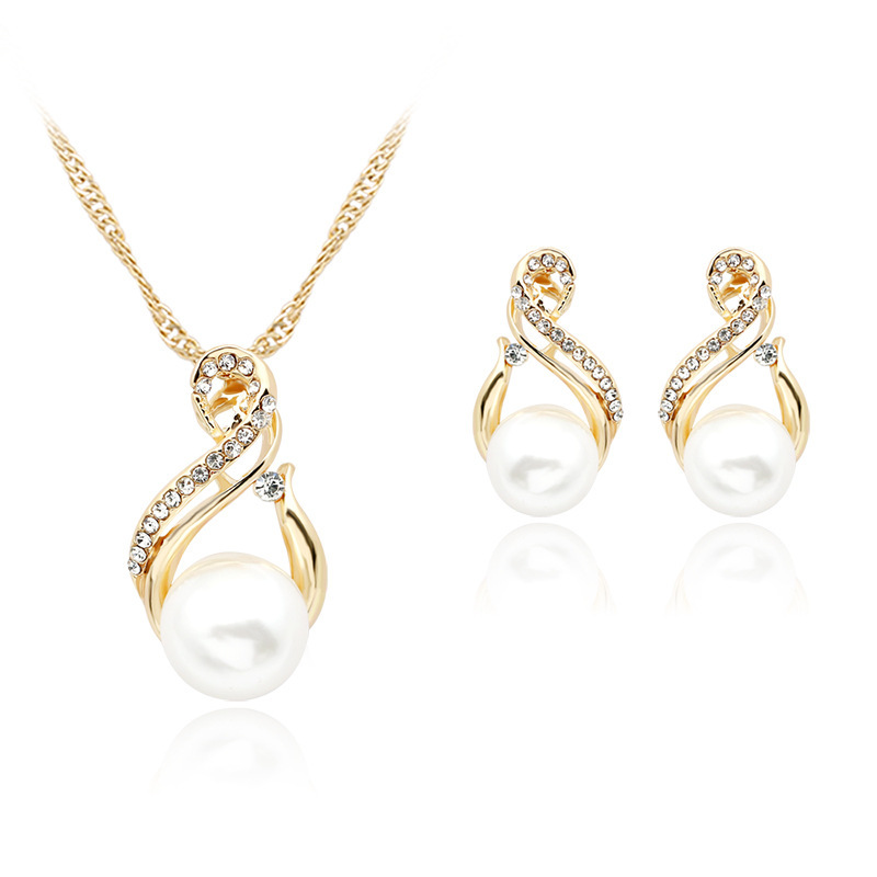3009441042_1968167221.jpg Ebay foreign trade explosion necklace, pearl necklace, earring set, Japanese and Korean popular evening necklace, bride photography accessories - Image 1