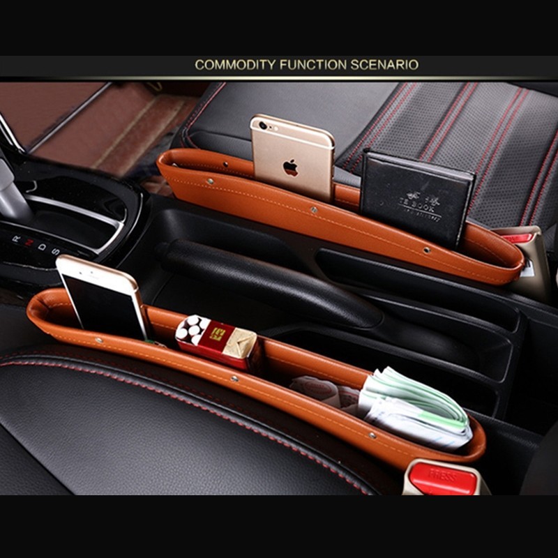 3054600218520.jpg Car Organizer Box Caddy Catcher PU Leather Seat Gap Storage Bag - Image 1