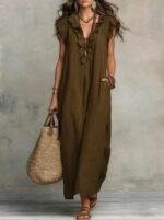 Women's 2026 Spring & Summer New Bohemian Flutter Sleeve FloorLength Maxi Dress - Image 5
