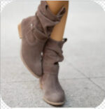 Ins Pointed Toe Mid-calf Boots Fashion Suede Zipper Western Boot Winter Shoes For Women - Image 3