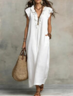 Women's 2026 Spring & Summer New Bohemian Flutter Sleeve FloorLength Maxi Dress