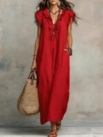 Women's 2026 Spring & Summer New Bohemian Flutter Sleeve FloorLength Maxi Dress - Image 7