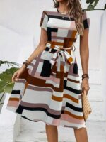2026 New Women's Casual Printed Dress With Belt, Loose Fit - Image 7