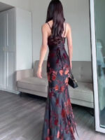 Flocked Strappy Maxi Dress - Image 3