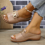 Ins Chain Wedges Sandals Summer Fashion Platform Peep-toed Slides Slippers Outdoor Thick Bottom Roman Shoes For Women - Image 2